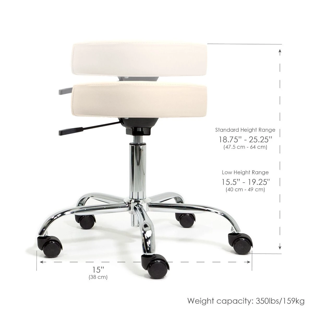 EarthLite® Pneumatic Low Height Rolling Stool Without Back - Image 3