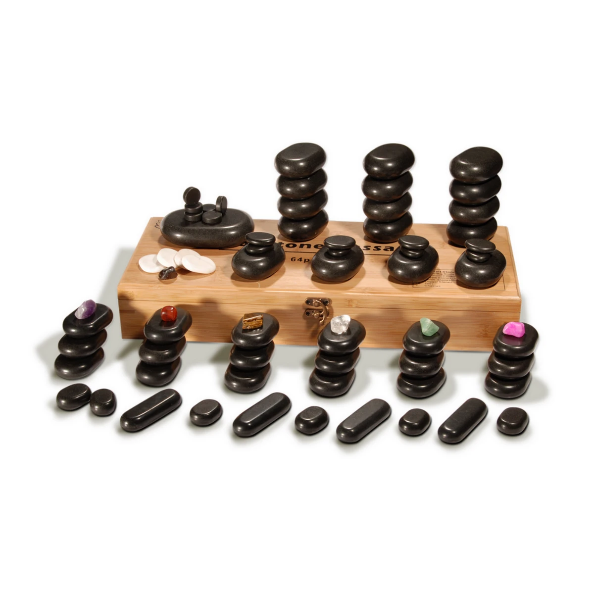 Master® Deluxe 70 Piece Basalt Hot Stone Massage Set With Bamboo Box