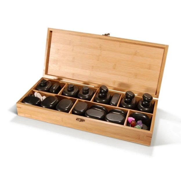 Master® Deluxe 70 Piece Basalt Hot Stone Massage Set With Bamboo Box - Image 2