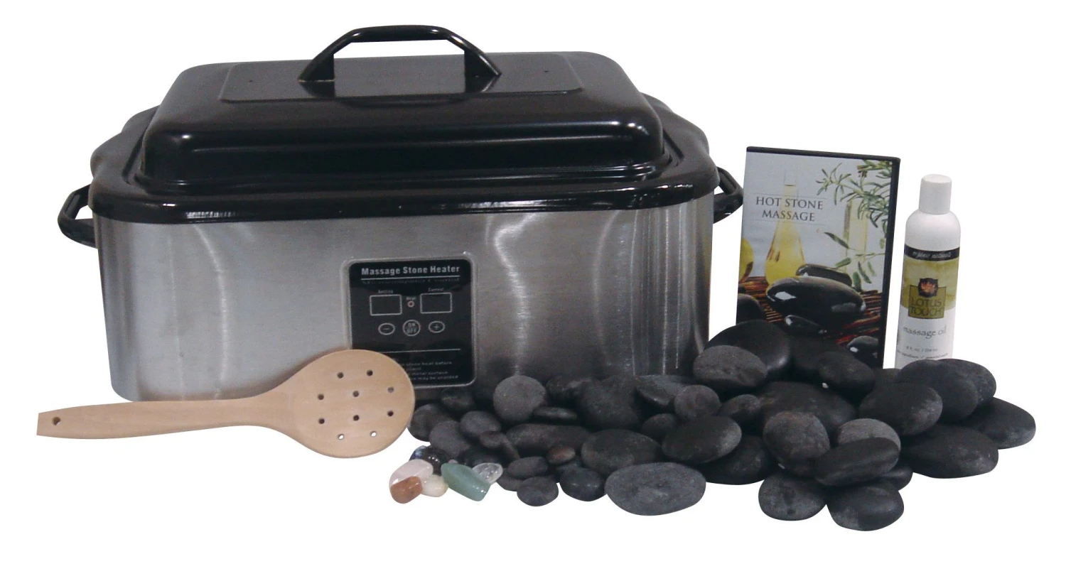 Signature Hot Stone Set With Chakra Stones & 18-quart Stone Warmer