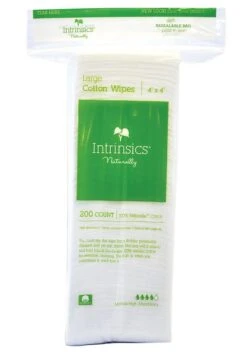 Intrinsics Large Cotton Wipes - Facial Wipes - 4" X 4" - 200 Count